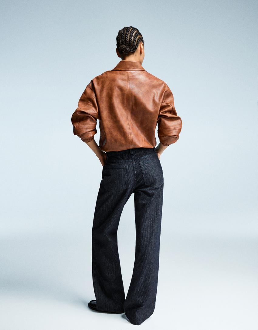 Jean Wide Leg Straight Fit Texturé