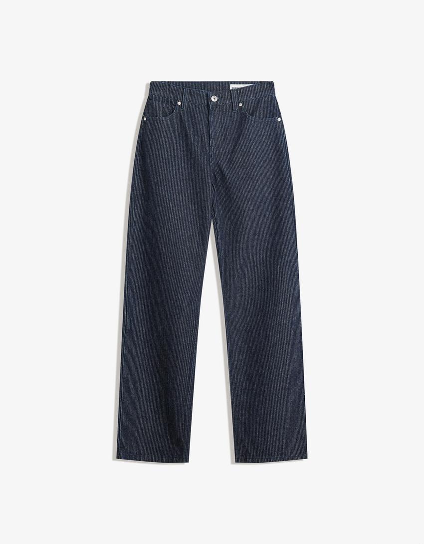Jean Wide Leg Straight Fit Texturé